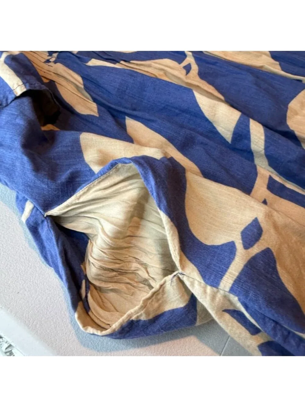 Maeve Anthropologie Women L Cassandra Maxi Dress Blue Tan Floral Flowy Bohemian - Picture 9 of 10